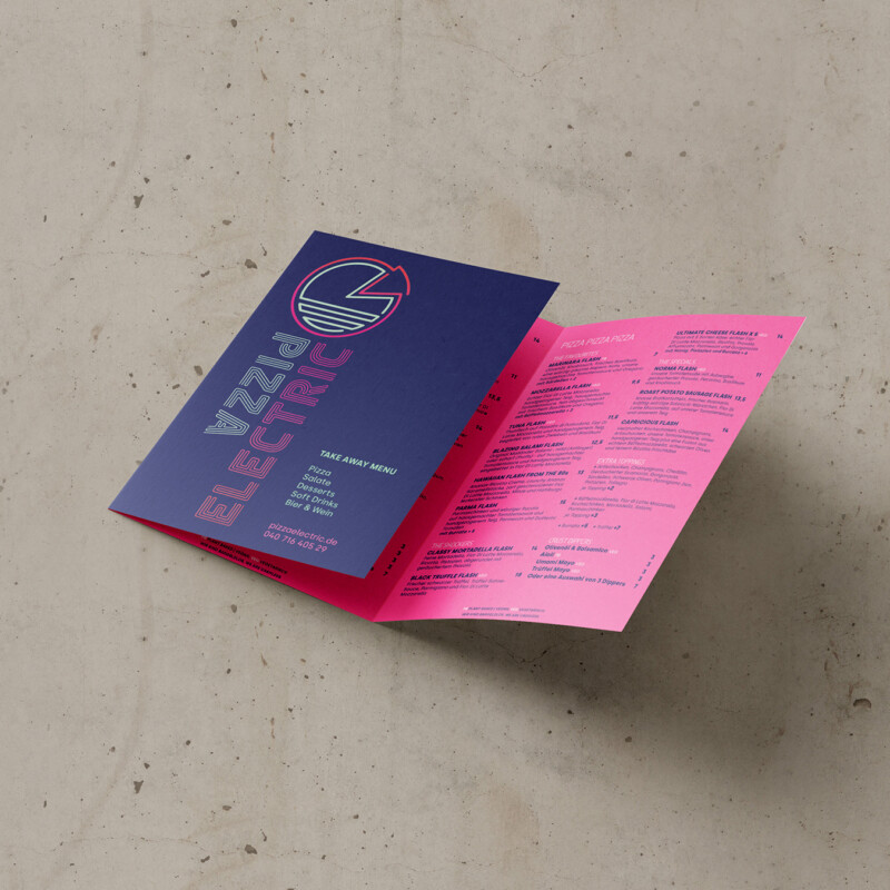 PizzaElectric takeaway menu recycled stock and pdf versions available