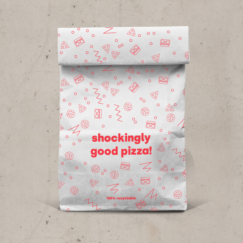 PizzaElectric packaging made from recycled stock